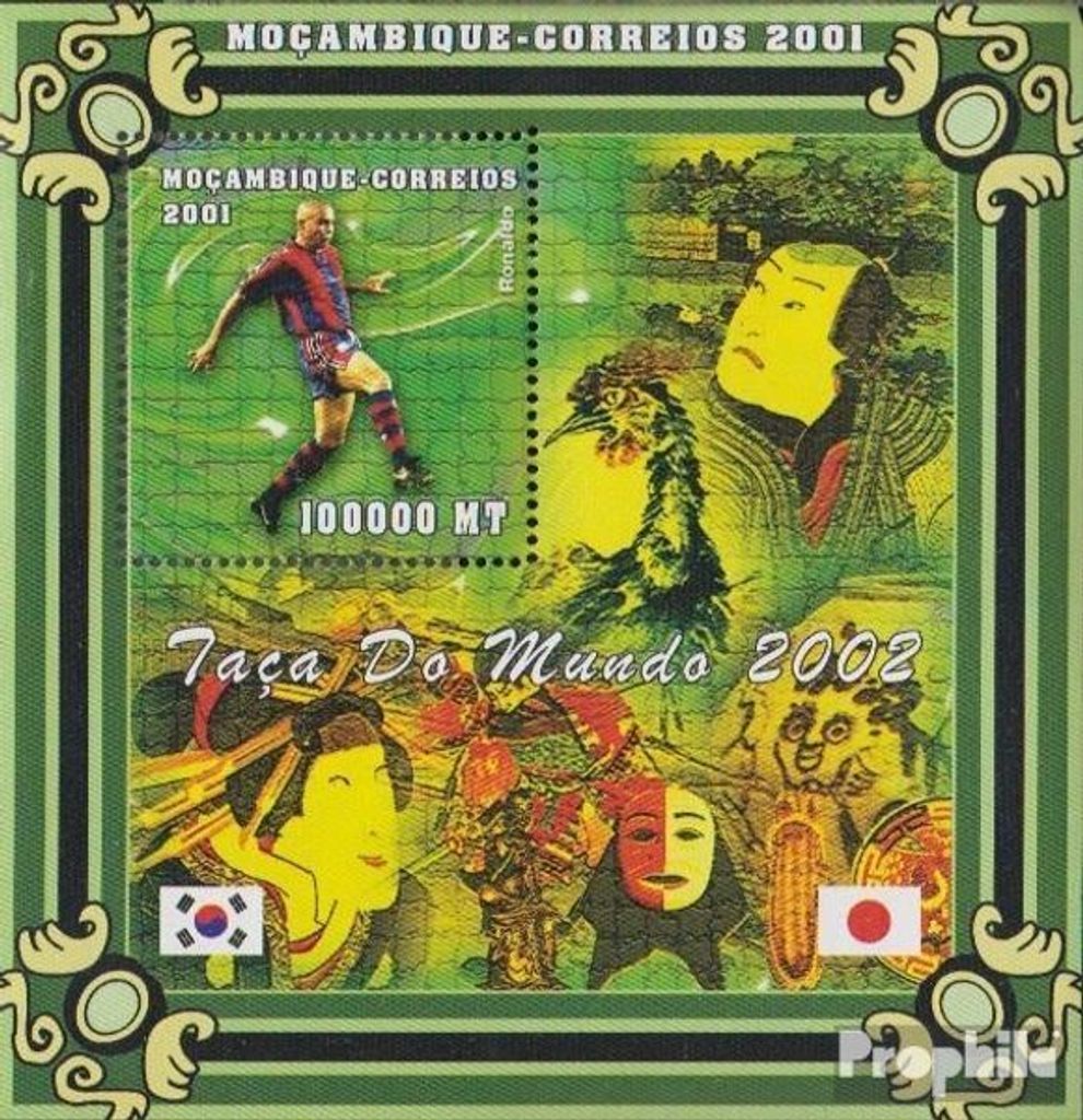 Briefmarken Mosambik 2001 Mi Block72 postfrisch Fußball-WM 2002