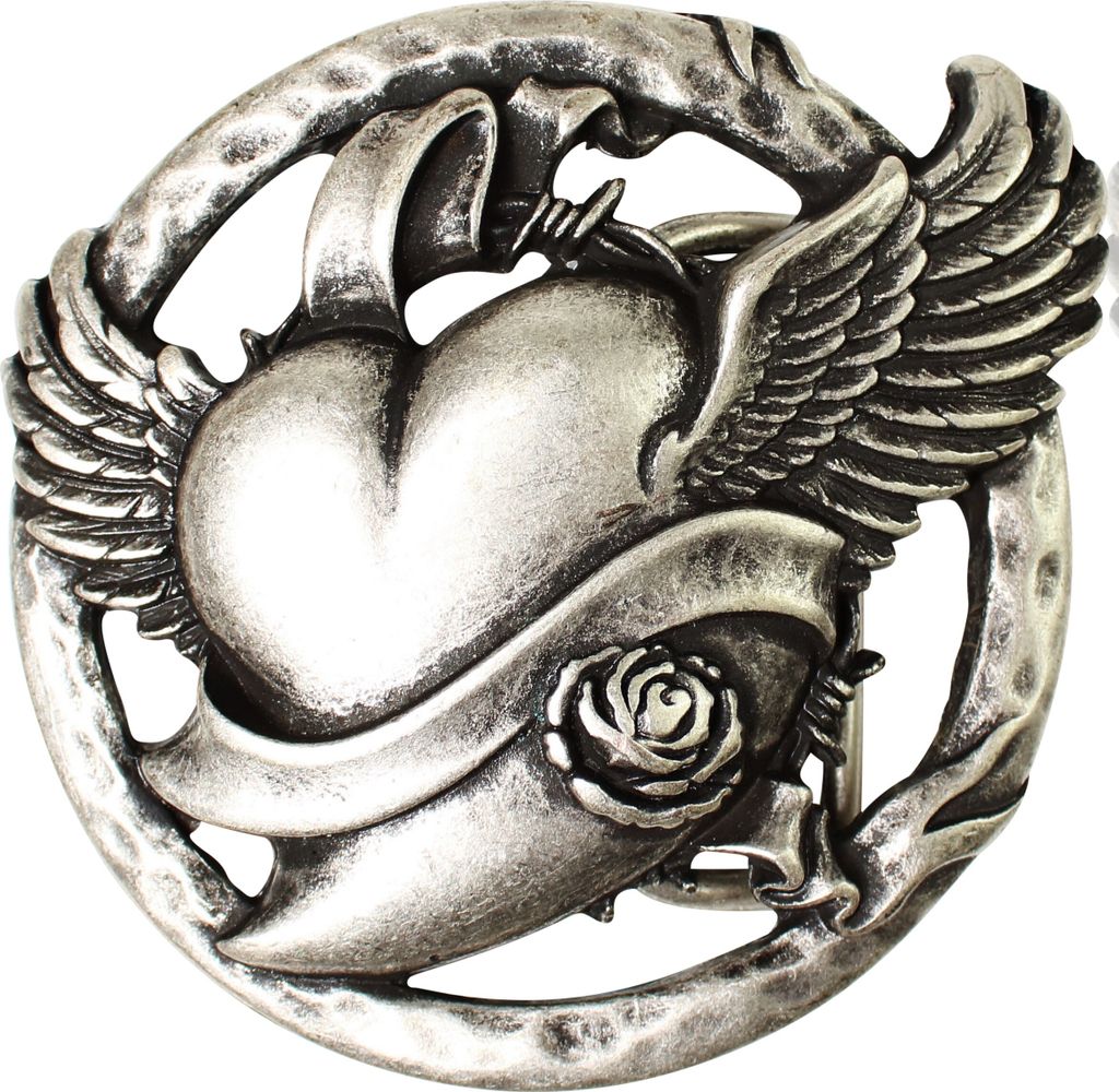 FRONHOFER Gürtelschnalle Damen silber 4 cm Herzform Schnalle, fliegendes Herz