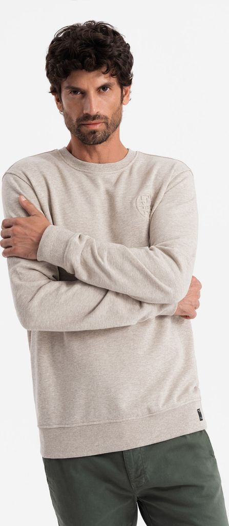 Ombre Clothing Herrensweatshirt ohne Verschluss Danso beige S