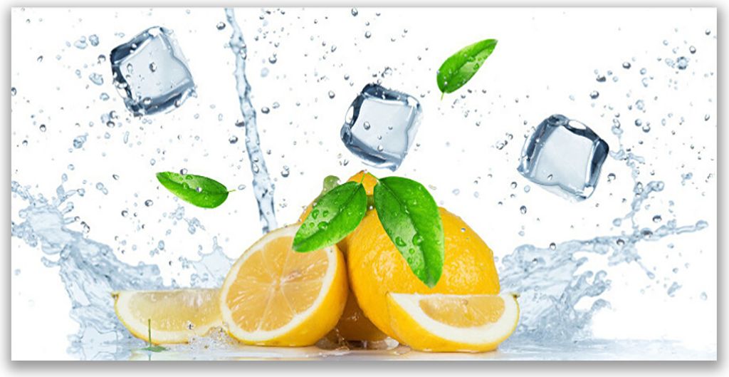 Glasbilder 140x70 Wandbild Druck auf Glas Limette Eiswürfel Küche