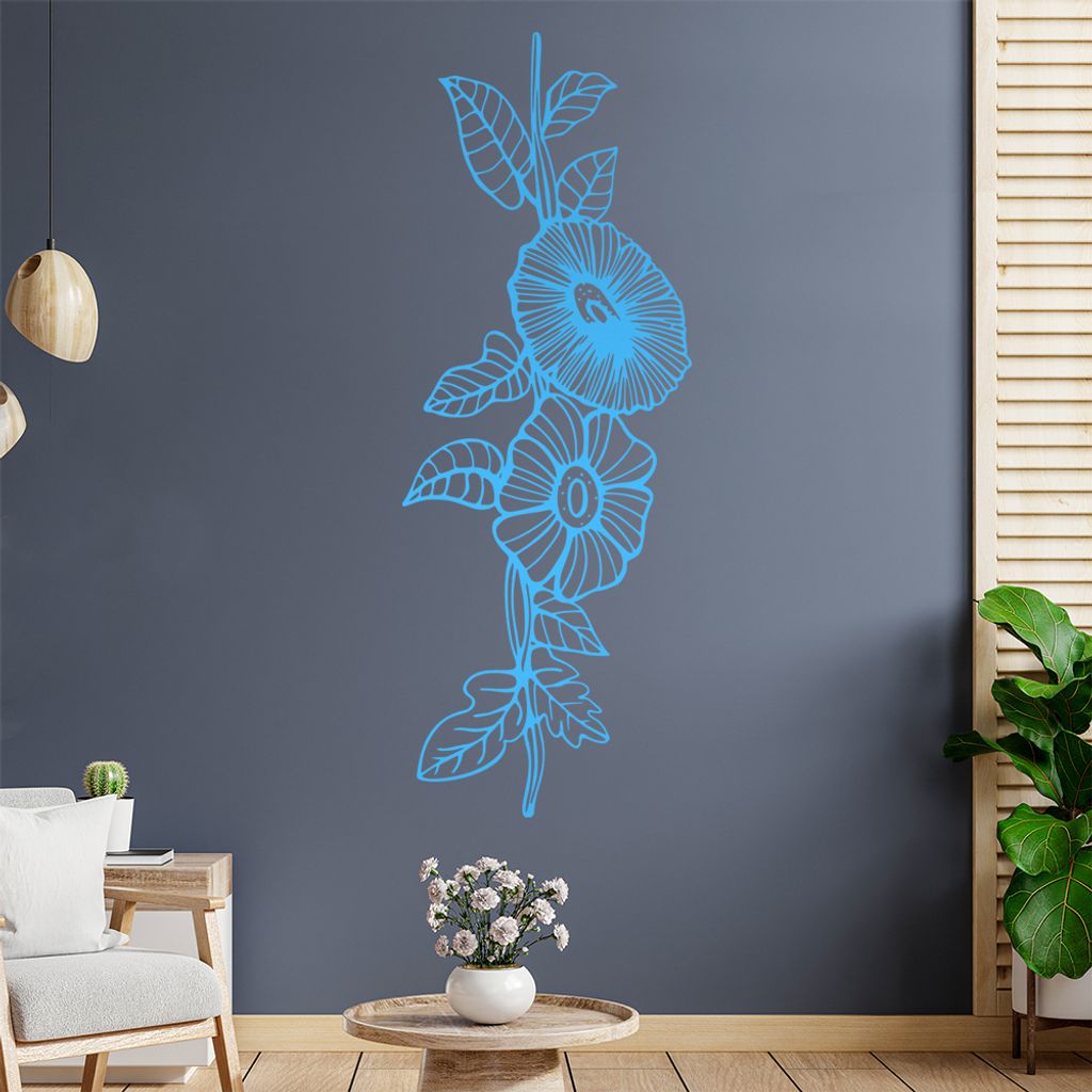 Blumen - Pflanze Wandtattoo in 6 Größen - Wandaufkleber Wall Sticker - Dekoration, Küche, Wohnzimmer, Schlafzimmer, Badezimmer