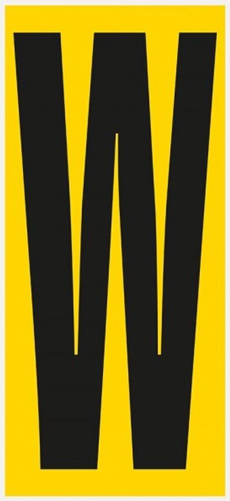 Dreifke Buchstabe W, für den Boden, gelb/schwarz, Kunststoff, 180x400mm, 3/VE