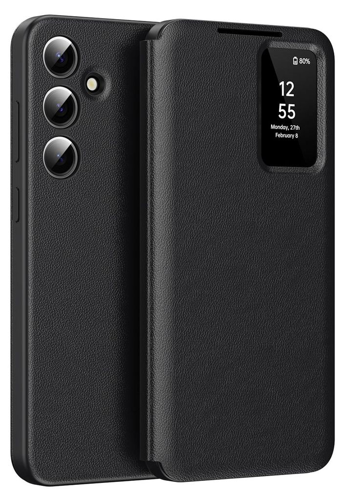 Leder Flip Case für Samsung Galaxy S24, Smart View Fenster Produktbild 