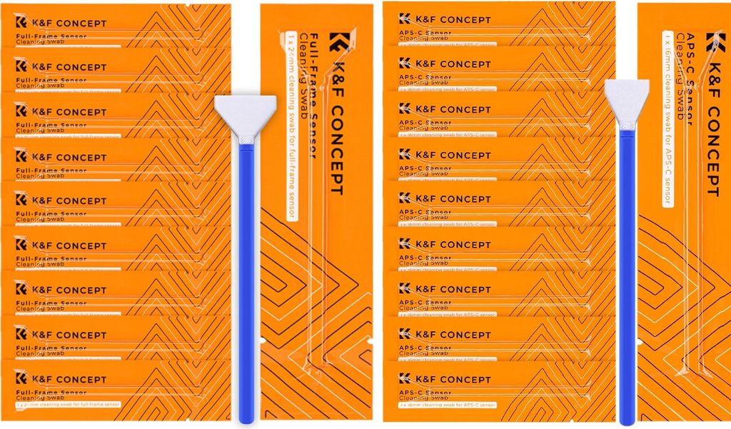 K&F Concept 10x 24mm Vollformat und 10x APS-C Sensor Reinigung Mikrofaser Swabs