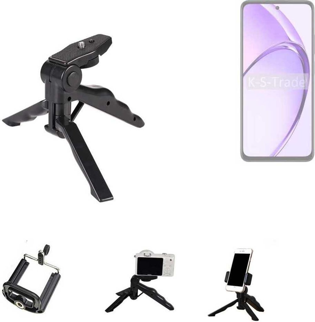K-S-Trade Stativ Tisch-Ständer Dreibein Handy-Stativ Ständer kompatibel mit Oppo A80 5G Mini-Stativ Smartphone Tripod Handy-Stativ aus Plastik