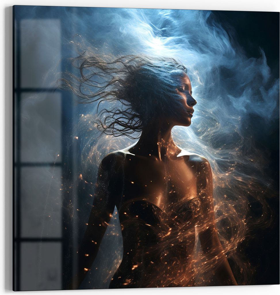 DEQOART Glasbild Echtglas 50x50 cm 'Kosmische Eleganz' Wandbild Bild modern Deko