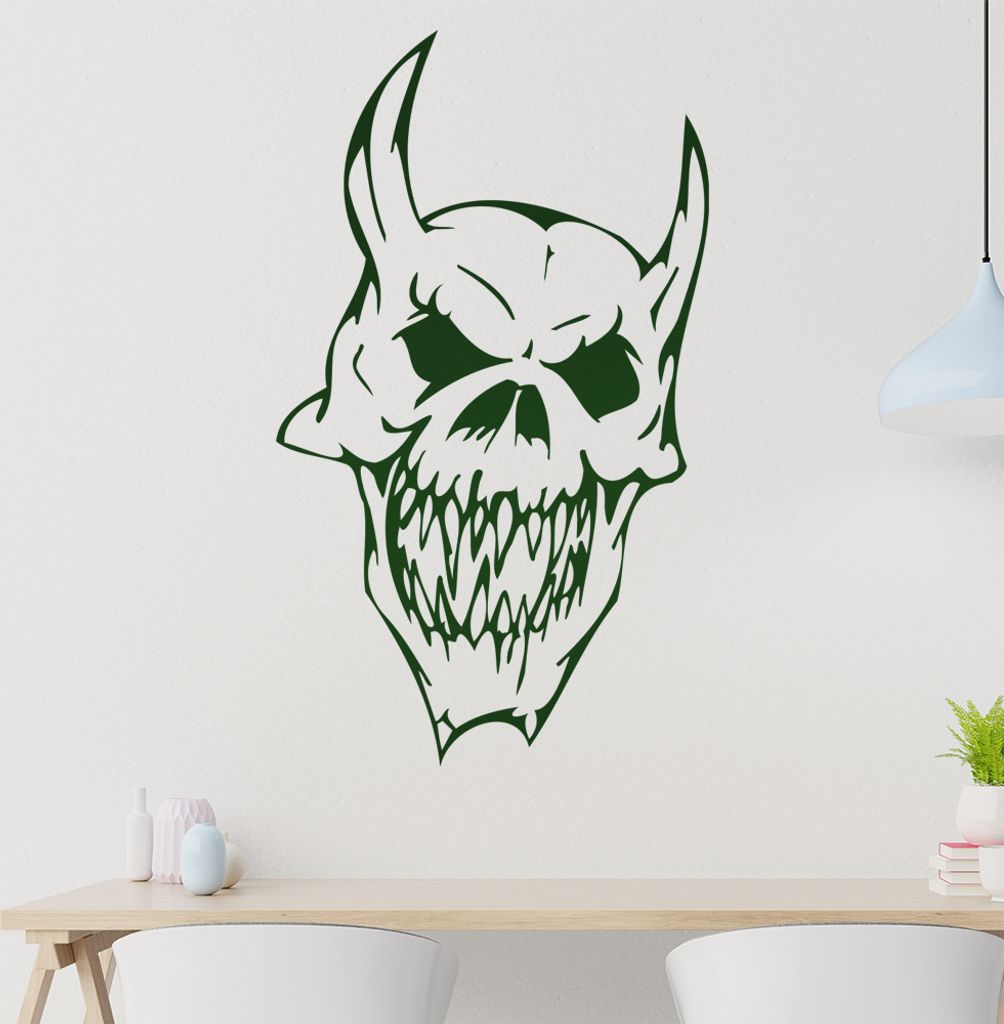 teuflische Fratze Wandtattoo in 6 Größen - Wandaufkleber Wall Sticker - Dekoration, Küche, Wohnzimmer, Schlafzimmer, Badezimmer