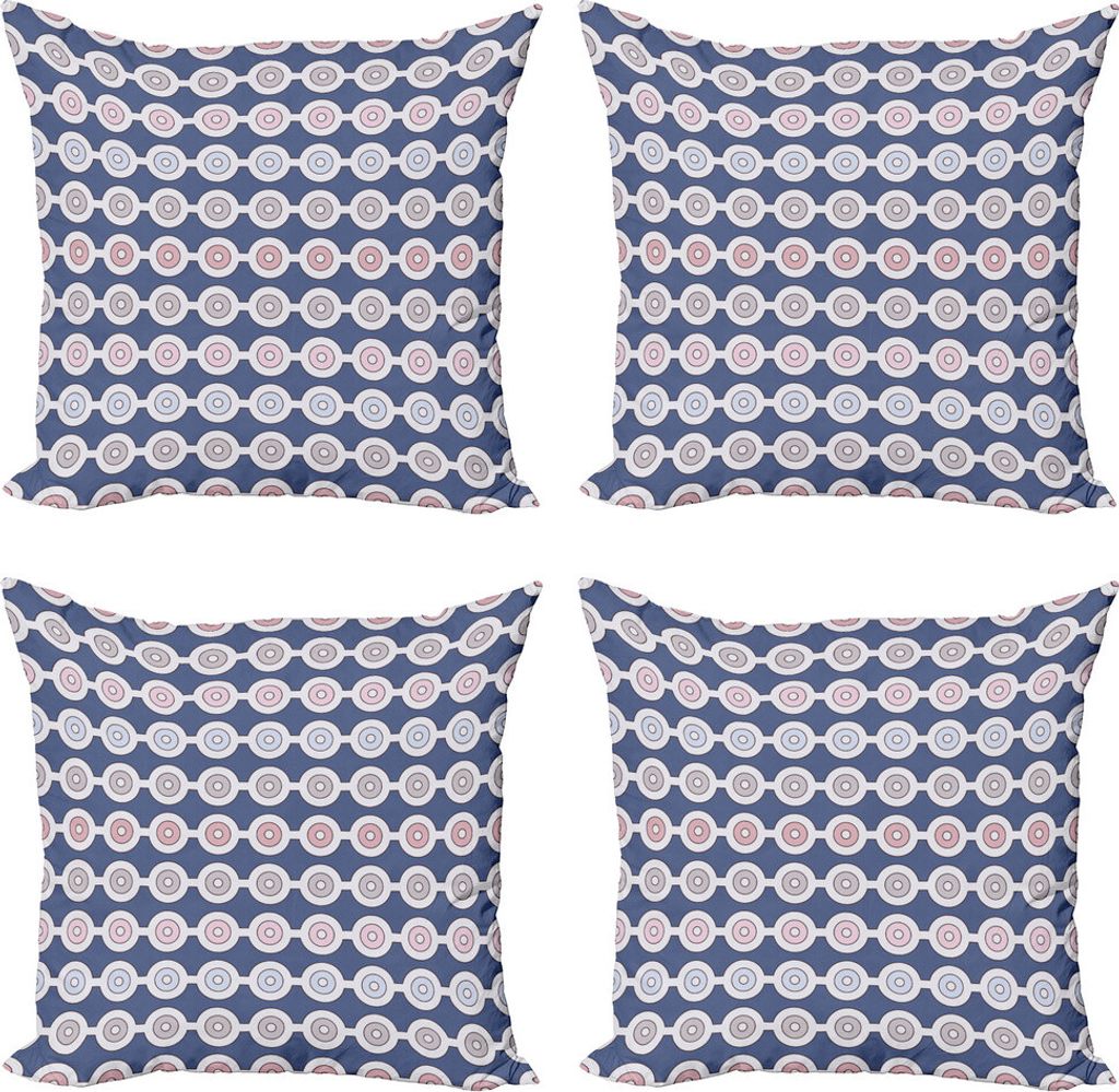 ABAKUHAUS Abstrakt Kissenbezug Set (4 Stück), Vintage Disc Shaped Motiv, Moderner Doppelseitiger Digitaldruck, 40 cm x 40 cm, Pale Grau Blush und ...