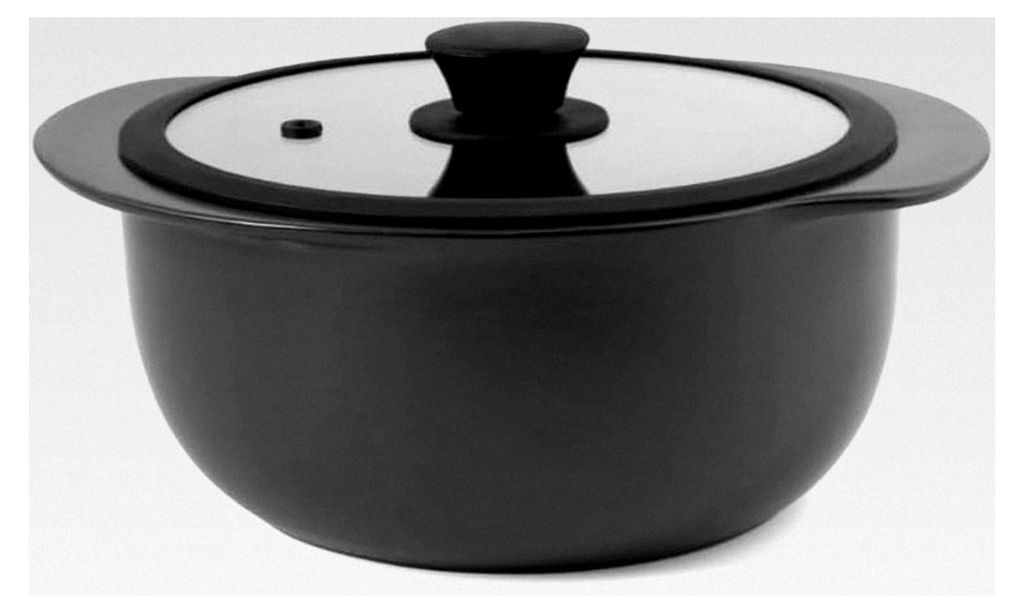 Casserole Omega aus Steinzeug mit Glasdeckel 23,5 cm