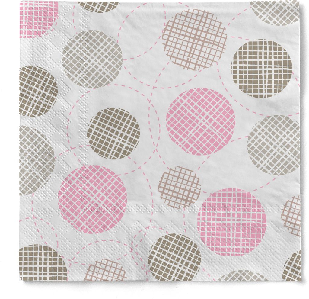HAPPY PAPER Cocktail-Serviette "Kawanka" (Kreise) aus Tissue 3-lagig, 25 x 25 cm, 20 Stück