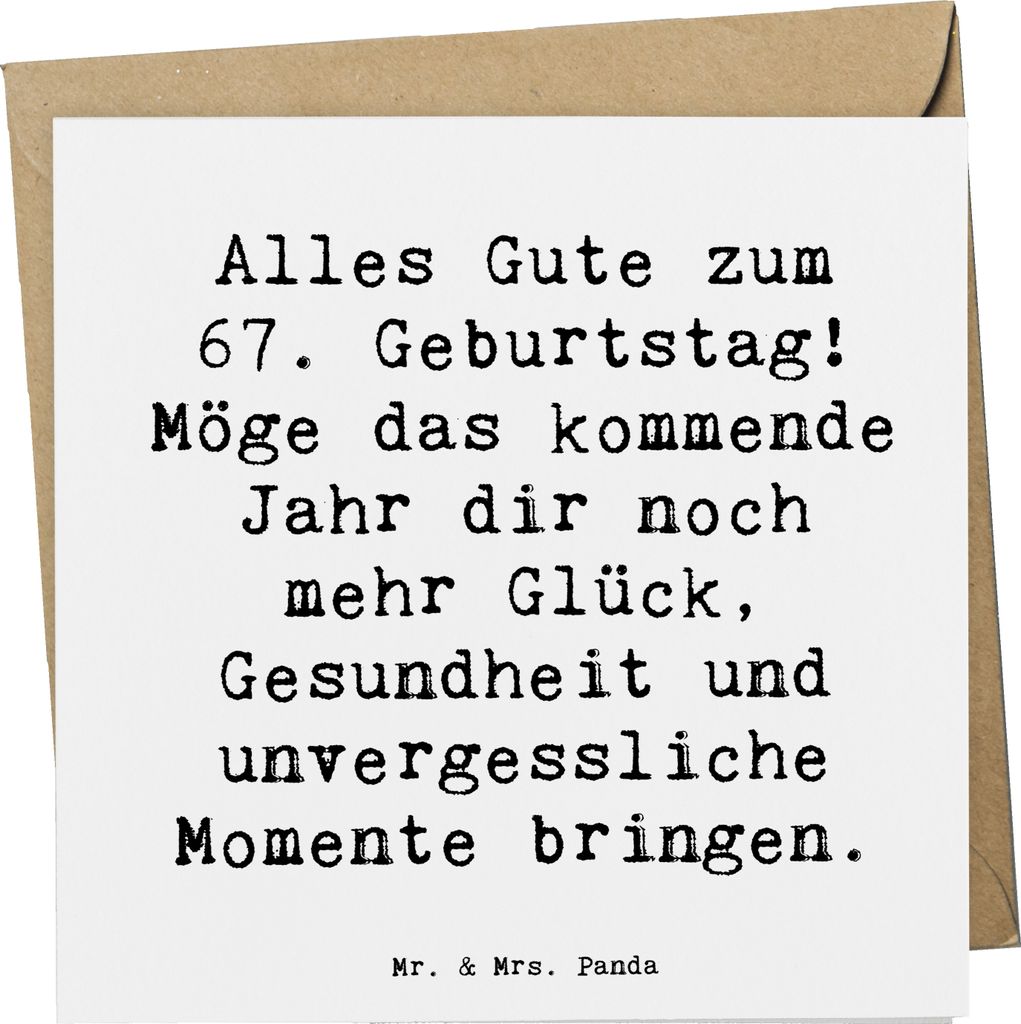 Mr. & Mrs. Panda Klappkarte Spruch 67. Geburtstag - Weiß - Produktbild 