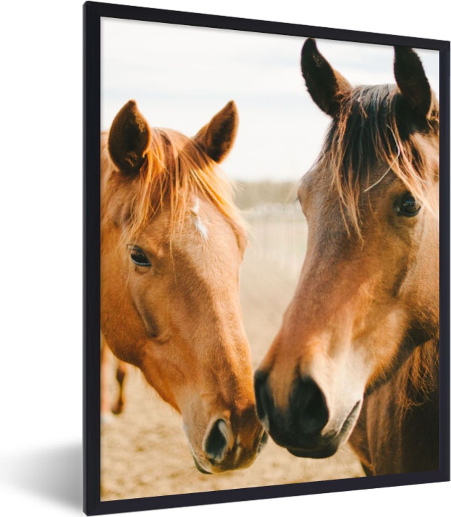 MuchoWow Gerahmtes Poster Pferd - Strand - Tiere 30x40 cm - Poster mit Schwarzem Bilderrahmen Wandposter Rahmen Foto Bilder - Wanddeko - Kunstdrucke