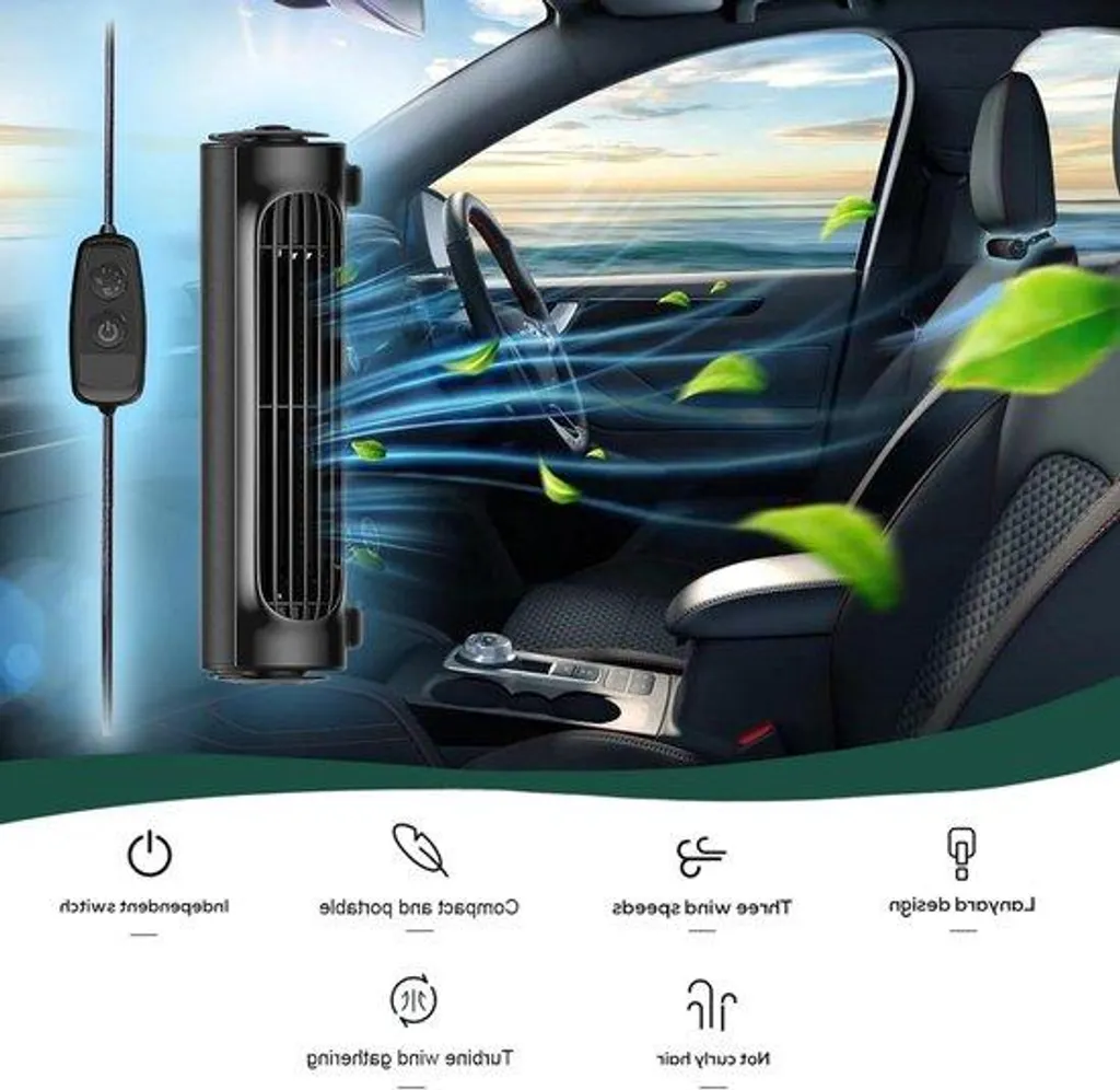 Ventilateur de voiture puissant à 3 vitesses pour siège arrière Noir