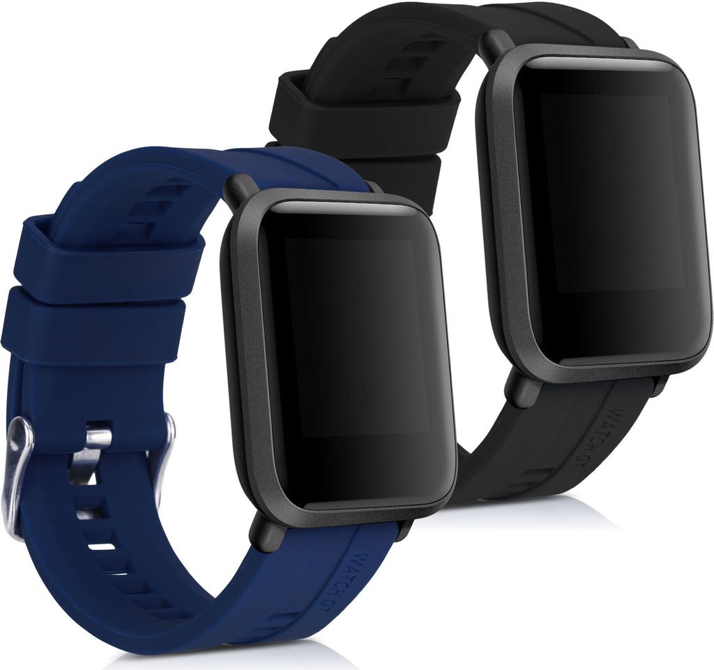 kwmobile 2x Uhrenarmband für Huami Amazfit Bip / Bip Lite Armband - Fitnesstracker Band Set aus TPU Silikon - Ersatzarmband Smartwatch - Schwarz