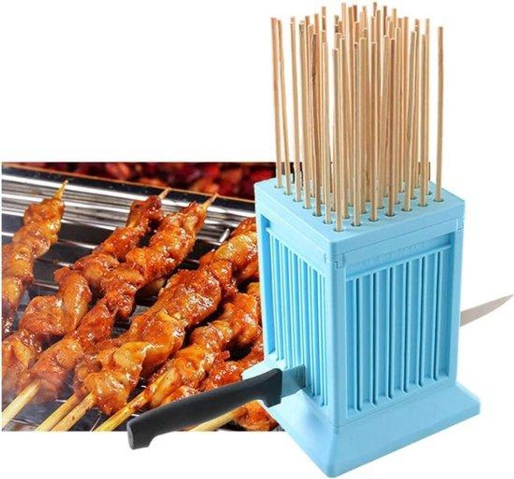 Grillspieß Doppelsteine für Fleisch und Gemüse Blau 49