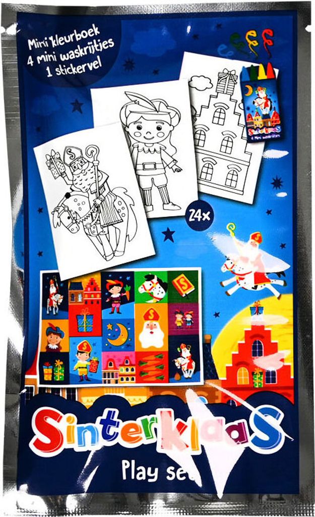 Wins Holland Malbuch Sinterklaas mit 4 Buntstiften und Stickerbogen