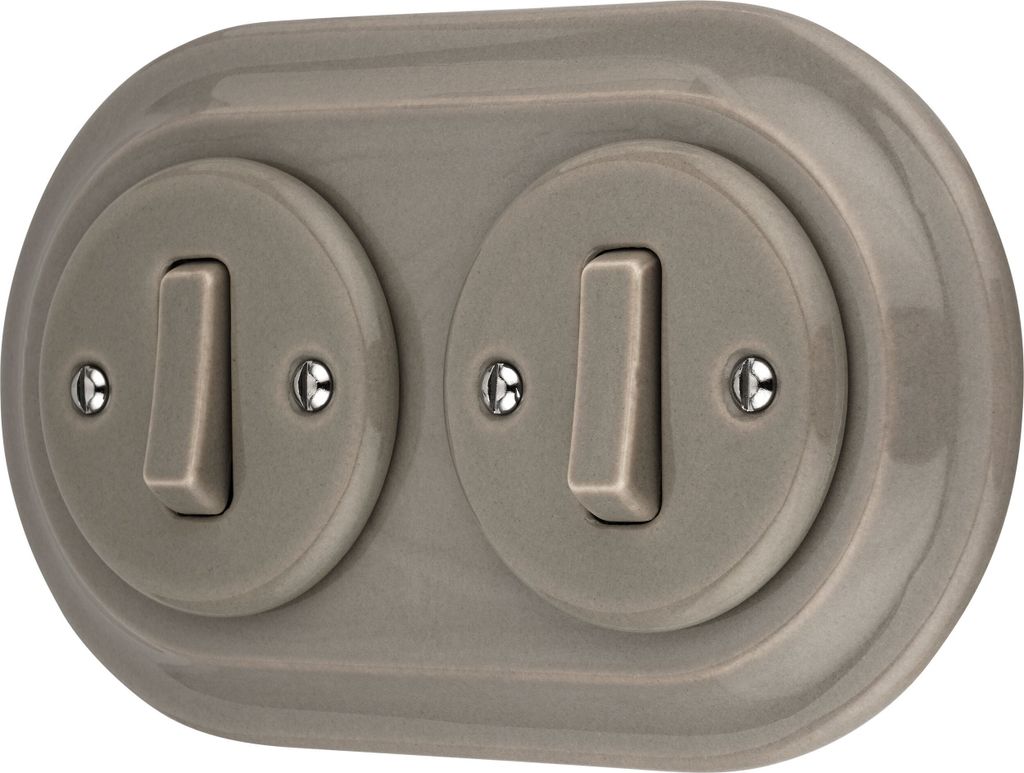 Unterputz Porzellan Retro Schalter, 2-fach, All-in-One, SET Produktbild 