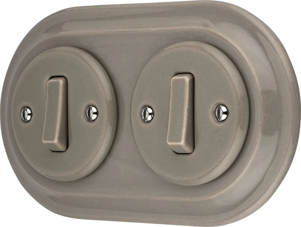 Interrupteur double encastré pour rénovation ancienne Porcelaine PR1