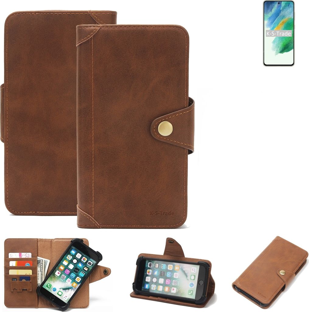 K-S-Trade Handyhülle für Samsung Galaxy S21 FE SD888 Schutz Hülle Walletcase Bookstyle Tasche Case Handytasche Wallet Flipcase Cover Polyurethan...