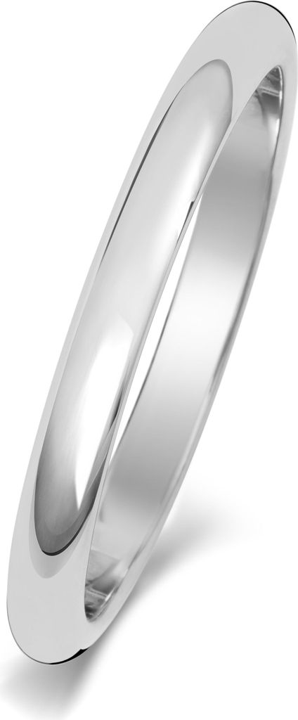 9 Karat (375) Weißgold 2mm D-Form Herren/Damen - Trauring/Ehering/Hochzeitsring, 58 (18.5); TRS190049KWRSQ