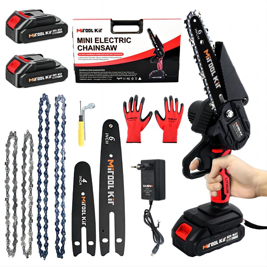 Mini Akku-Kettensäge, 6 Zoll, Werkzeugfreie Installation