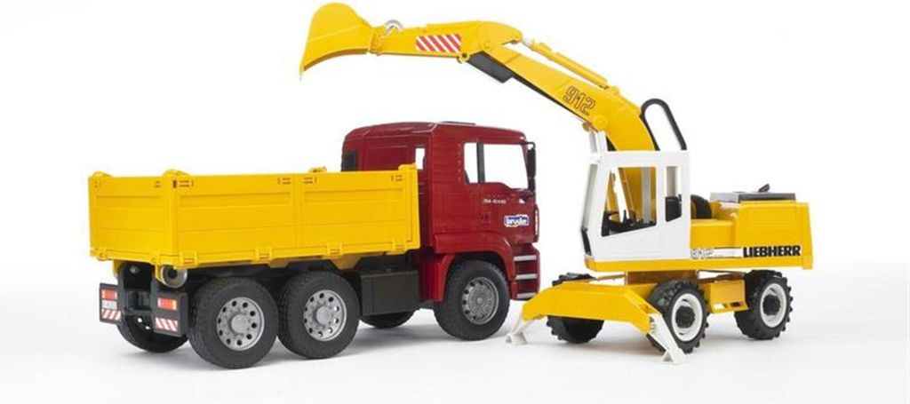 Bruder 02751 - Autocarro ribaltabile MAN TGA ed escavatore Immagine del prodotto 