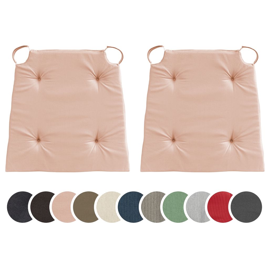 sleepling - 2er Set Stuhlkissen, für Indoor und Outdoor, 100% Baumwolle, 42 x 40 cm, rose