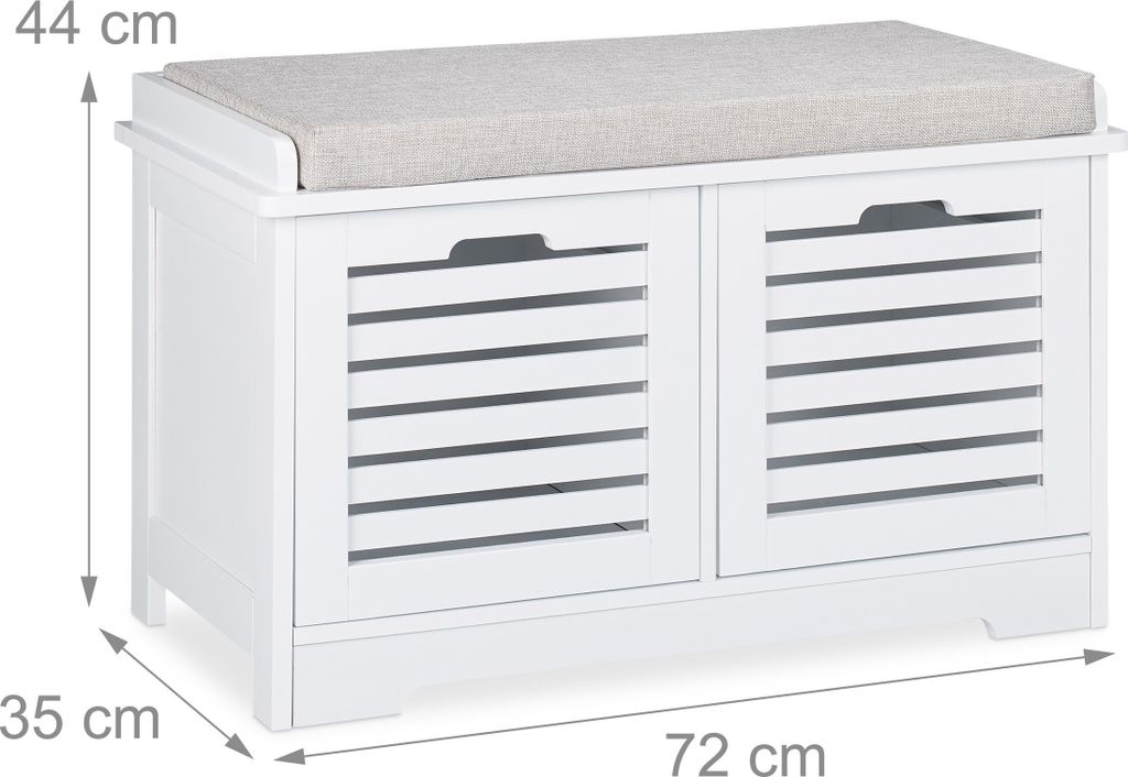 relaxdays Sitzbank mit 2 Körben weiß Produktbild 4