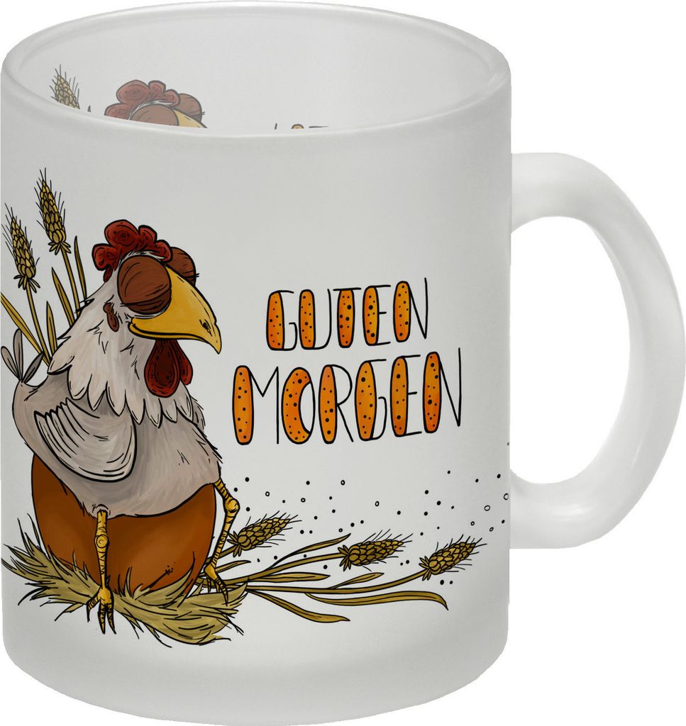 Guten Morgen Glas Tasse mit Huhn Motiv
