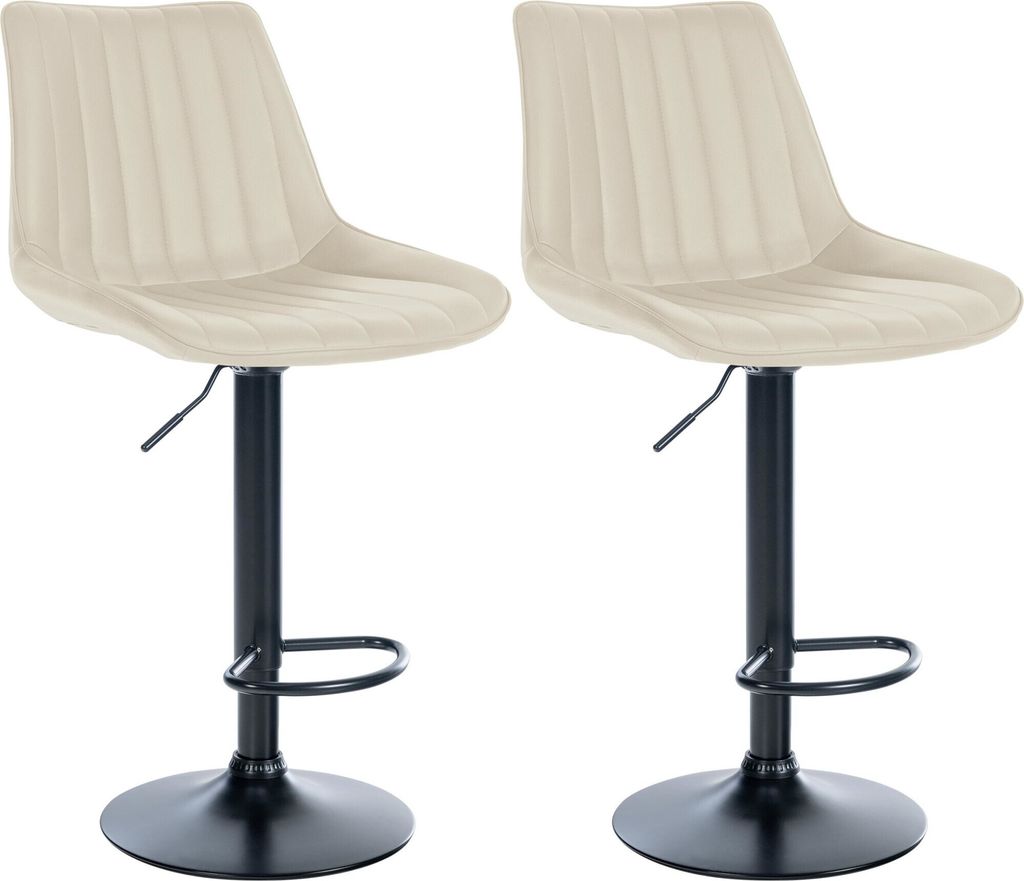 CLP 2er Set Barhocker Toni Kunstleder drehbar und stufenlos höhenverstellbar creme Material Gestell Metall matt schwarz
