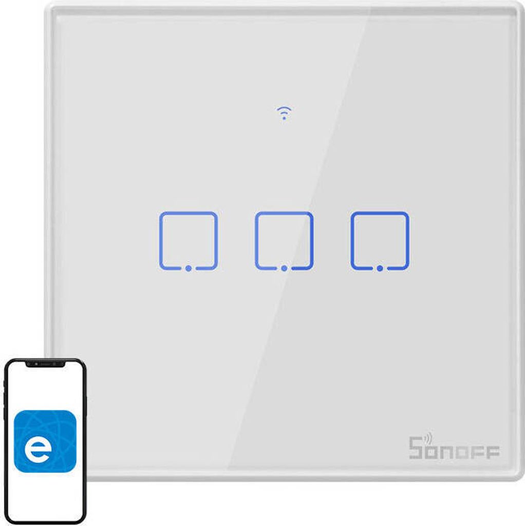 Interrupteur d'éclairage Touch Wifi + Rf 433 Sonoff T2 Eu Image du produit 
