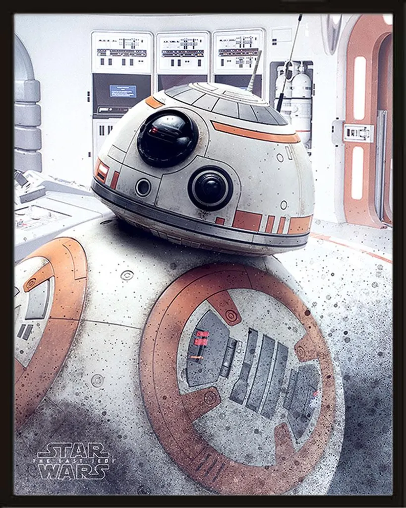 Mini Poster Star Wars BB-8 avec Cadre MDF Noir Shinsuke - Objet de Fan