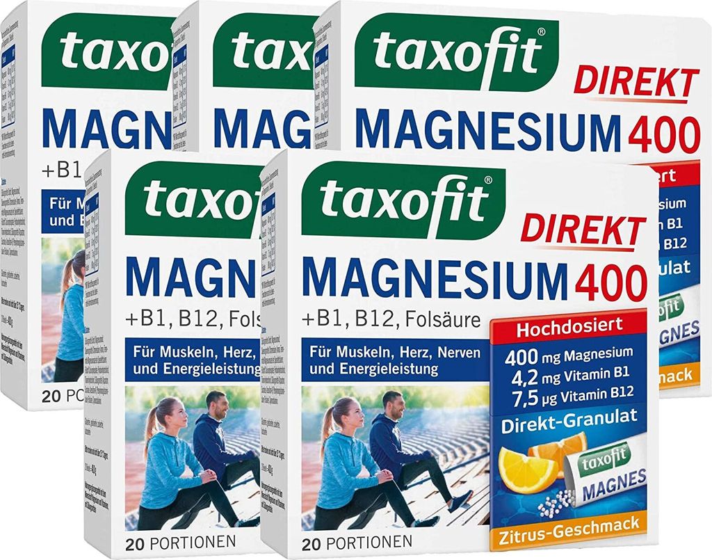 taxofit Magnesium 400 Direkt Granulat Muskeln Herz Nerven Produktbild 