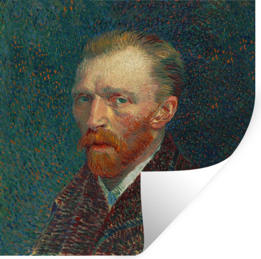 MuchoWow Wandtattoo Wandsticker Wandaufkleber Kunst - Van Gogh - Alte Meister - Selbstporträt 100x100 cm Selbstklebend und Repositionierbar - Wi...