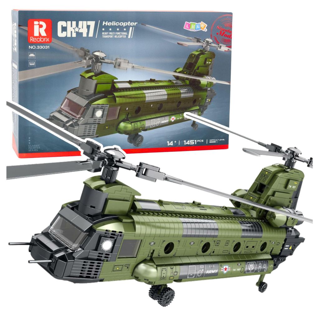 Jeu de briques de construction hélicoptère militaire Ch-47 Image du produit 