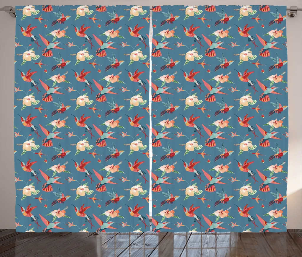 ABAKUHAUS Tenda Tropicale 280x225cm Hibiscus Blu per Soggiorno