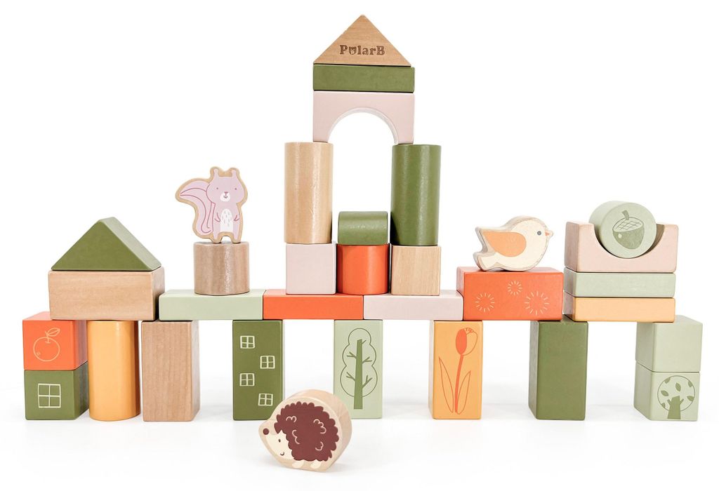 PolarB Wooden Blocks, 2 rok/roky, Dřevo, Vícebarevný Obrázek produktu 
