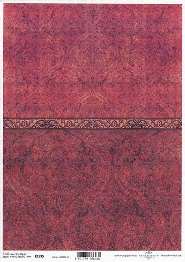 ITD Reispapier Decoupage Bastelpapier Serviettentechnik-R1895 Tapete, roter Hintergrund