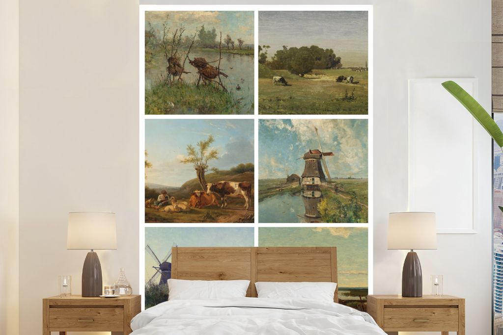 MuchoWow Fototapete für Wohnzimmer oder Schlafzimmer Wandtapete Vinyl Motivtapete Collage - Kunst - Niederlande - 145x220 cm - Wanddekoration