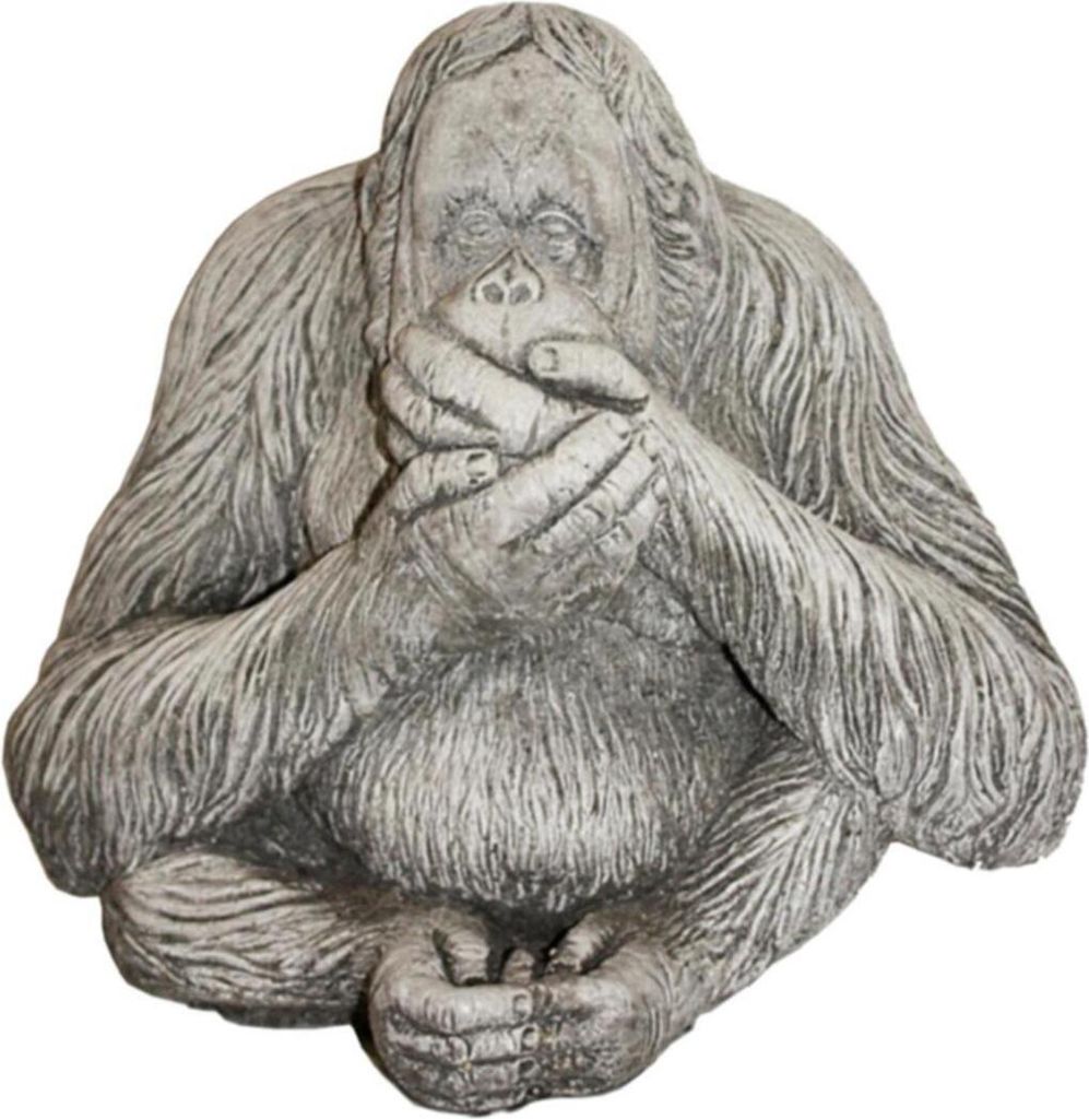 Kretakotta Affe Orang-Utan "nichts sagen" Antiksteinguss H ca. 23 cm | KK-1208