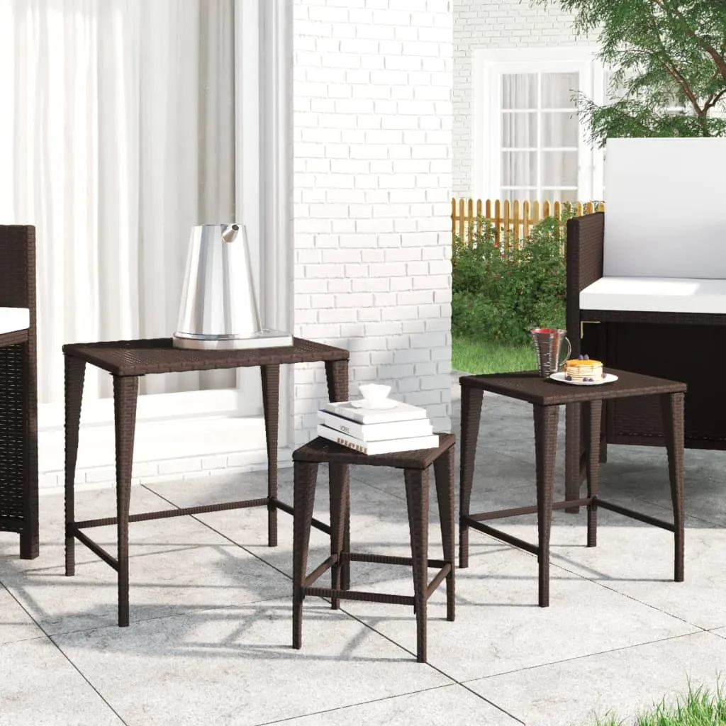 Tables de salon modulables pour petit espace : 3 tables d'appoint marron