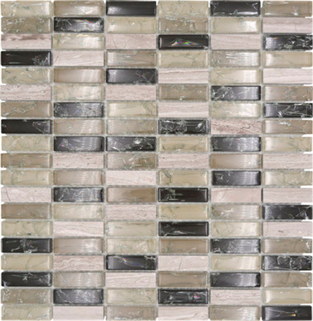 Glasmosaik mit Naturstein XIC S1252 mix graugrün 32,2x31 cm Produktbild 