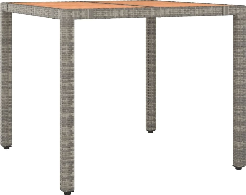Gartentisch mit Holzplatte Grau Poly Rattan & Massivholz Akazie
