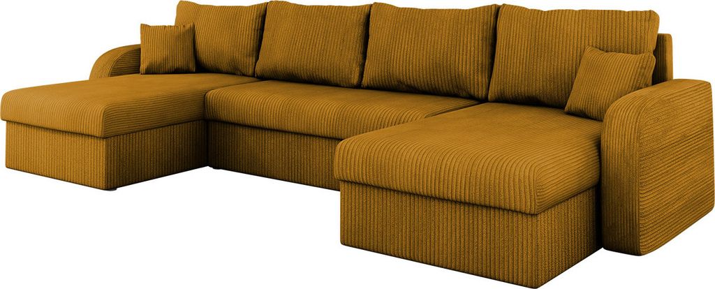 MIRJAN24 Ecksofa Kris U Cord, Stilvoll Eckcouch mit Bettkasten und Schlaffunktion, U-Form Schlafsofa (Farbe: Poso 01)