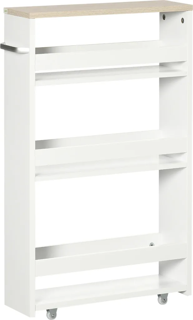 Meuble de rangement sur roulettes pour espaces étroits entre meubles - Blanc
