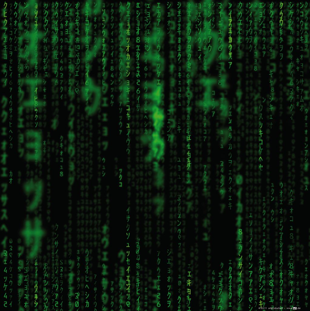 Matrix Kunstdruck Bild - Code, Grüner Regen (40 x 40 cm)