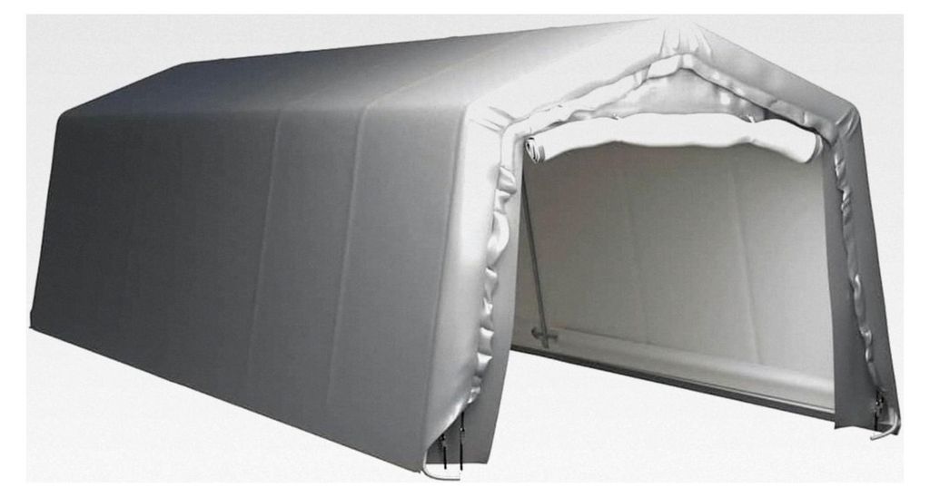 UV-beständiges Lagerzelt, Industriezelt, Zelthalle, Weidezelt, Zeltgarage, Foliengarage, Unterstand, Lagerhalle, Stahl Grau (240 x 240 cm) (300 x ...