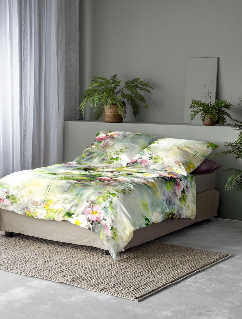 Irisette Mako-Satin Bettwäsche-Garnitur Tokio 8572 Farbe grün 155x220+80x80cm