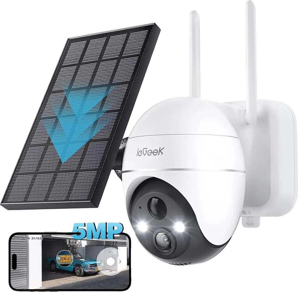 Caméra de surveillance extérieure solaire 5MP wifi avec vision nocturne