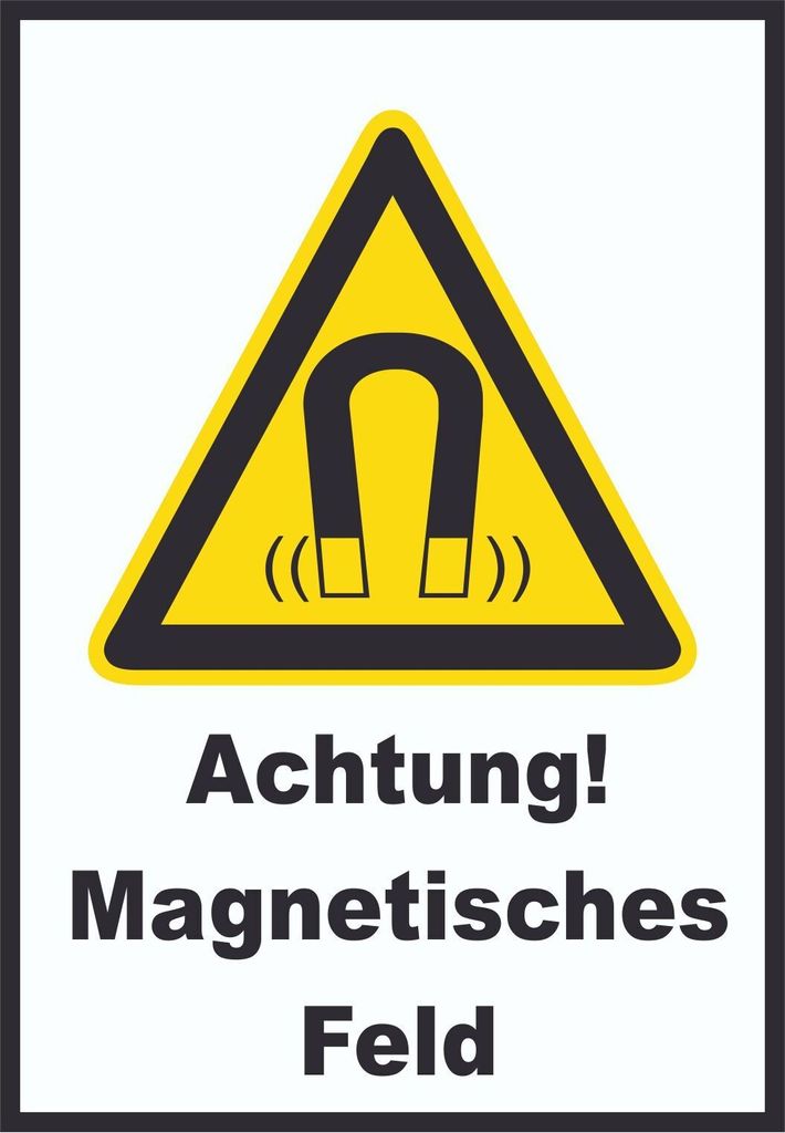 Achtung Magnetisches Feld A1 Rückseite selbstklebend Schild